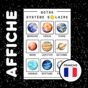 SYSTÈME SOLAIRE POSTER | French Retro Space Print | Educational Science Wall Art | Printable Classroom Decor | Elementary School Poster