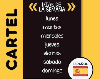 DÍAS de la SEMANA POSTER | Spanish Language Educational Wall Art | Montessori Classroom Decor | Elementary School Poster | Prints for Kids