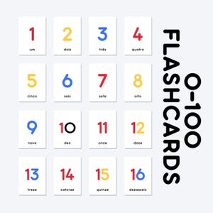 0-100 FLASHCARDS | um, dois, três, quatro, cinco, seis, sete, oito, nove, dez, onze, doze, tree, catorze, quinze, dezasseis