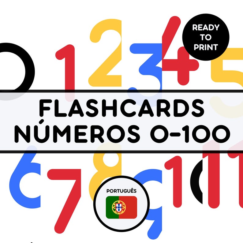 FLASHCARDS NÚMEROS 0-100 | PORTUGUÊS | READY TO PRINT