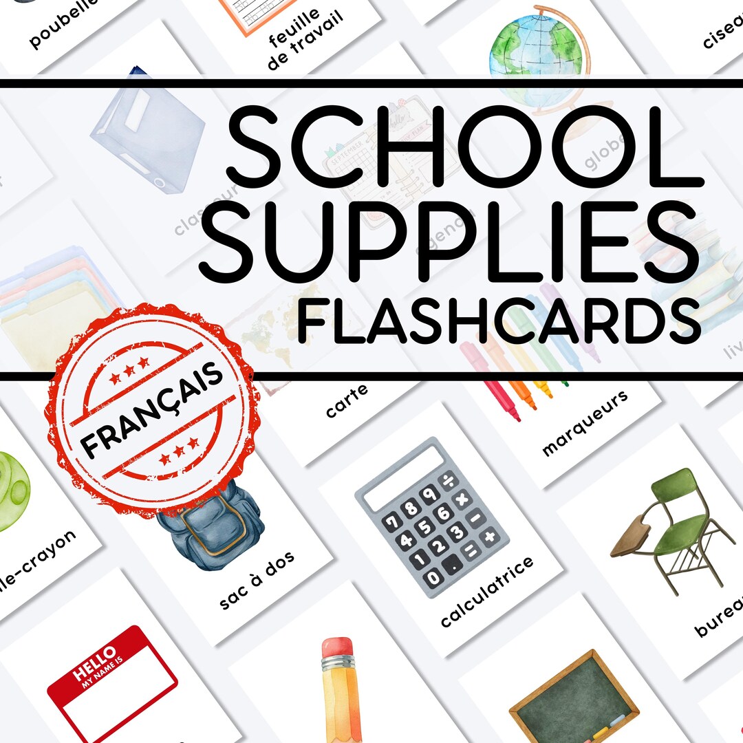 Cartes De Vocabulaire Matériel Scolaire PDF Imprimable | Flashcards ...