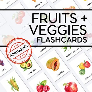 Flashcards de Frutas e Legumes PDF para Imprimir | Cartões de Vocabulário de Alimentos em Português | Recurso Educativo Pré-Escolar