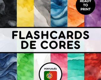 TARJETAS DE CORES / Tarjetas educativas imprimibles / Tarjetas Montessori para preescolar / Actividades para la educación en casa / Recursos para el aprendizaje del portugués