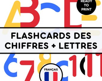フランス語の数字フラッシュカード：1～100、数字と文字（デジタル
