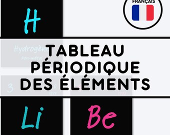 TABLE PÉRIODIQUE MURAL de 120 pièces | Tableau de chimie en noir et néon vibrant | Tableau périodique des éléments | Posters scientifiques