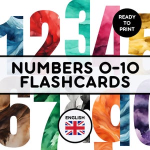 NUMBERS 0-10 FLASHCARDS | Educational Printable Cards | Montessori Pre-School Cards | Homeschool Activity | English Learning Resources