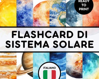 FLASHCARD di SISTEMA SOLARE | Educational Printable Cards | Montessori Pre-School Cards | Homeschool Activity | Italian Learning Resources