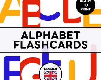 ALPHABET FLASHCARDS | Educational Printable Cards | Montessori Pre-School Cards | Homeschool Activity | English Learning Resources