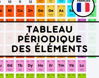 POSTER du TABLEAU PÉRIODIQUE | Tableau périodique des éléments | Graphique de chimie | Visuels scientifiques | Décor chimie