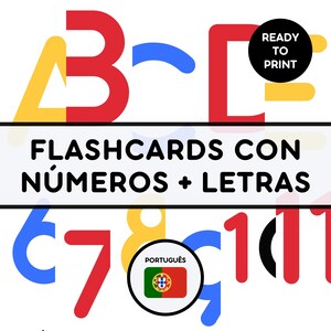 FLASHCARDS CON NÚMEROS + LETRAS | PORTUGUÊS | READY TO PRINT