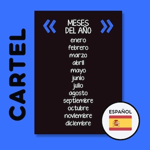 MESES del AÑO POSTER | Spanish Language Educational Wall Art | Montessori Classroom Decor | Elementary School Poster | Prints for Kids