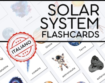 Karteikarten Sistema Solare PDF da Stampare | Karte Vocabolario Spazio e Pianeti | Attività Didattiche Scuola dell’Infanzia e Primaria
