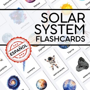 Flashcards del Sistema Solar PDF Imprimible | Tarjetas de Vocabulario del Espacio y los Planetas | Recurso Educativo Preescolar e Infantil