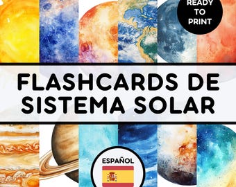 FLASHCARDS de SISTEMA SOLAR | Educational Printable Cards | Montessori Pre-School Cards | Homeschool Activity | Spanish Learning Resources