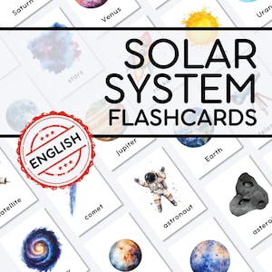 Cartes-éclair du système solaire PDF imprimable | de vocabulaire de l'espace | Activités d'apprentissage de l'anglais langue seconde | Ressource d'apprentissage pour la maternelle et la maternelle