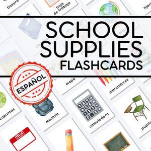 Tarjetas de Vocabulario Material Escolar PDF Imprimible | Flashcards Español Niños | Objetos del Aula | Recursos Educativos Primaria