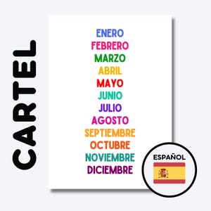 MESES del AÑO Spanish Poster | Educational Wall Art | Classroom Decor | Montessori Education | Preschool + Kindergarten Classroom Print