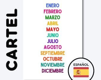 MESES del AÑO Spanish Poster | Educational Wall Art | Classroom Decor | Montessori Education | Preschool + Kindergarten Classroom Print