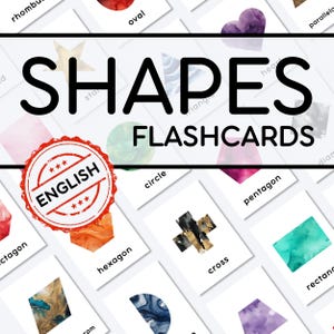 Shape Flashcards Printable PDF | Geometry Shapes Cards for Kids | ESL Preschool Kindergarten Learning Activity | Montessori Resource
