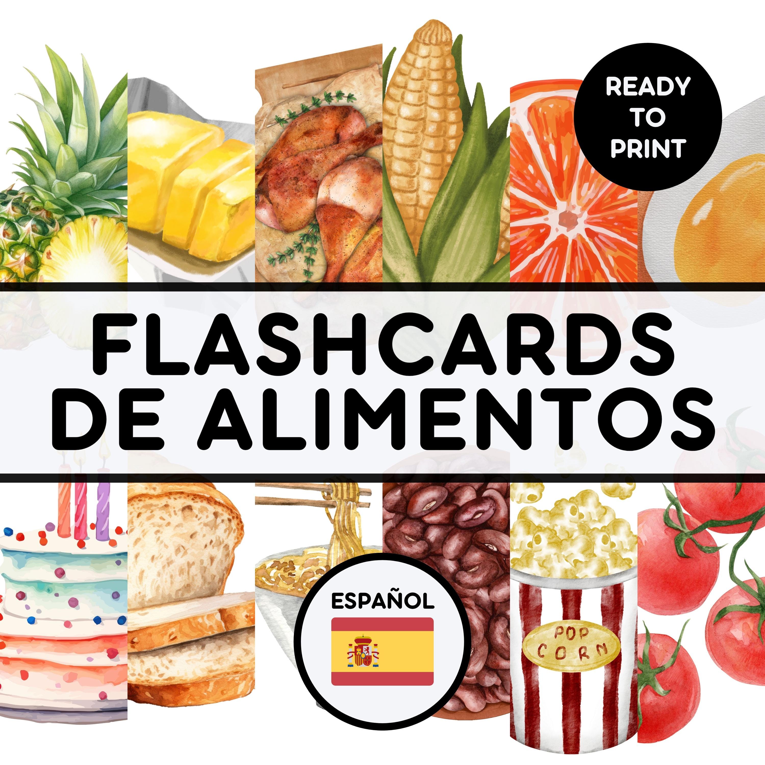 FLASHCARDS DE ALIMENTOS | Educational Printable Cards | Montessori Pre-School Cards | Homeschool Activity | Spanish Learning Resources