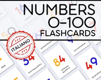 Karteikarten Numeri 0–100 PDF von Stampare | Karte für Imparare ein Contare in Italiano | Attività di Matematica für Bambini | Risorsa Didattica