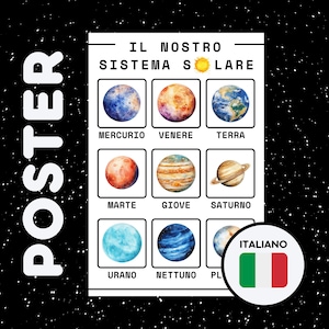 SISTEMA SOLARE POSTER | Italian Retro Space Print | Educational Science Wall Art | Printable Classroom Decor | Elementary School Poster