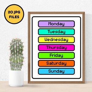 20 JPG FILES | Monday, Tuesday, Wednesday, Thursday, Friday, Saturday, Sunday
