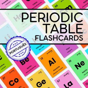Flashcards Tabela Periódica | PDF de Química para Imprimir | 118 Elementos | Arco-Íris Colorido | Cartões de Estudo A5 | Editável no Canva