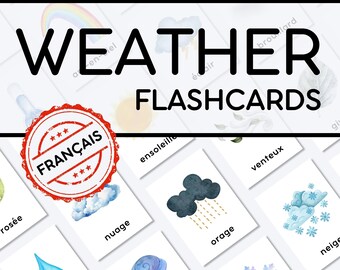 Flashcards Météo PDF à Imprimer | Cartes de Vocabulaire Français sur la Météo | Activités Éducatives FLE | Ressource Maternelle + Primaire