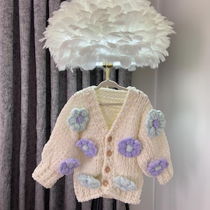 handmade daisy cardigan, baby cardigan, baby, children cardigan, baby clothes, daisy cardigan, hand knitted cardigan
