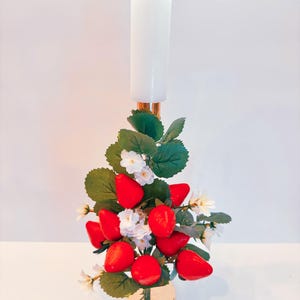 Whimsical Strawberry Fruit Candlestick Holder