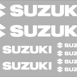 Suzuki decals set, belly pan decals, motorcycle fairing stickers set. All colors.