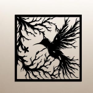 Kolibri Metall Wandkunst, Natur-Wand-Dekor, Sommer-Wand-Dekor, Ast Wandkunst, Vogel-Liebhaber-Geschenk, Natur-Liebhaber-Geschenk, Vogel-Metall-Dekor