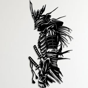 Samurai Metal Wall Art, Japanese Warrior Wall Decor, Japanese Historic Ancient Warrior Metal Wall Sign,  Modern Zen Home Decoration,Wall Art