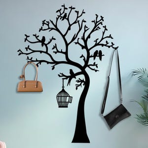 Birds on Branch Metal Wall Hooks, Tree Coat Rack, Branch Coat Rack, Wall Mounted Metal Hooks, Nature Wall Art, Entrway Organizer, Wall Rack,