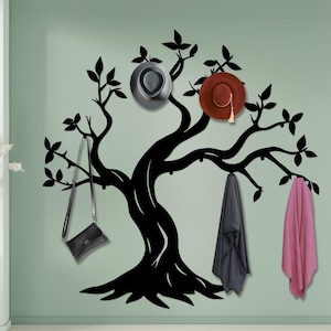Tree Wall Coat Rack, Wall Coat Hooks, Decorative Wall Hooks, Metal Rack, Coat Rack, Nature Wall Art, Housewarming , Entrway Organizer,