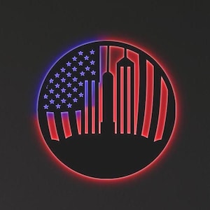 American Flag LED Wall Decor, New York City Art, Independence Day Art, Fourth of July Gift, Night Lights, Patriotic Sign, Man Cave Decor