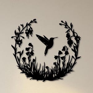 Hummingbird Metal Wall Decor, Bird Lover Gift, Modern Wall Art, Metal Nature Wall Decor, Bird Wall Decor,  Minimalist Wall Art, Floral Art,
