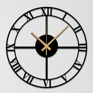 Round Wall Clock, Roman Numerals Metal Wall Clock, Unique Metal Wall Clock, Vintage Wall Clock, Large Wall Clock, Modern Large Wall Clock