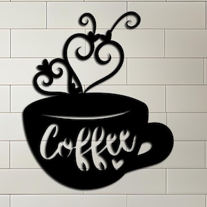 Metal Coffee Wall Decor,Kitchen Wall Art, Large Metal Wall Art, Minimalist Decor, Cafe Shop Wall Decor  Housewarming Gift, Modern Wall Art