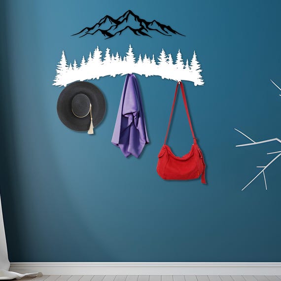 Mountain Forest Wall Mount Coat Rack Modern Hanger, Decorative