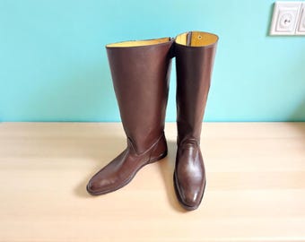 Vintage English Riding Boots | Brown Riding Boots Men | Tall Riding Boots for Men | Handmade Equestrian Boots | Military Riding Boots