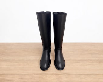 Vintage English Riding Boots, Black Knee High Boots,  Army & Regency Riding Boots, Tall Riding Boots for Men, Leather Sole Equestrian Boots