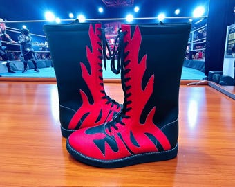 Stivali da wrestling fatti a mano, scarpe da wrestling professionistico, scarpe da wrestling in pelle, stivali da wrestling professionali, stivali da wrestling con lacci personalizzati