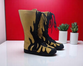 Men Wrestling Boots Pro Wrestling Boots Leather Wrestling