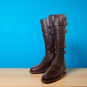 Star Wars Anakin Skywalker Cosplay Boots for Men | Handmade Brown Leather Jedi Costume Shoes | Tall Replica Boots for Cosplay & Halloween