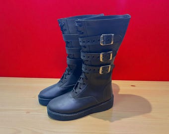 Pro Wrestling Boots | Custom Leather Long Shoes | Lace-Up Combat Footwear for Wrestlers