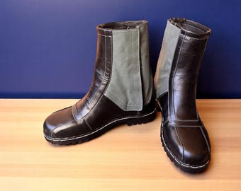 Handmade Custom Mando Boots, Star Wars Mando Shoes, Men Leather Cosplay Shoes Black Distressed Leather Cosplay Boots