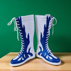 Leather Wrestling Shoes, Men Pro Wrestling Shoes, Handmade Wrestling Long Boots, Custom Wrestling Lace Up Boot, Professional Wrestling Boots