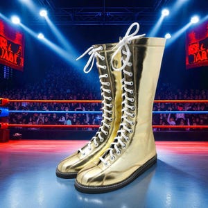 Handmade Wrestling Long Boots, Pro Wrestling Shoes, Leather Wrestling Shoes, Professional Wrestling Boots, Custom Wrestling Lace Up Boots